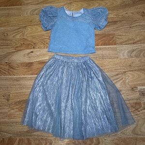 Bonnie Jean Shimmering Blue and Silver Dress